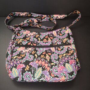 Waverly Inspirations Quilted Black w/ Paisley & Floral Patterned Lined Crossbody